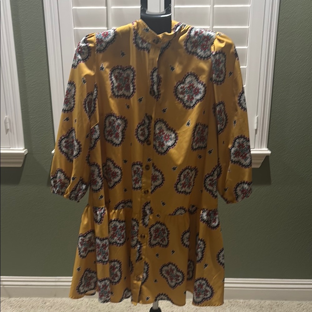 SHEIN Yellow Floral Mini Dress